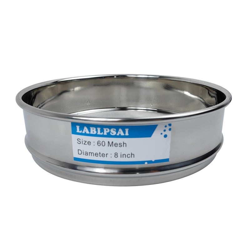 LABLPSAI 60 Mesh Lab Sieves 8" Diameter 304 Stainless Steel Wire Cloth Test Sieve for Industrial Laboratory Home - Image 1
